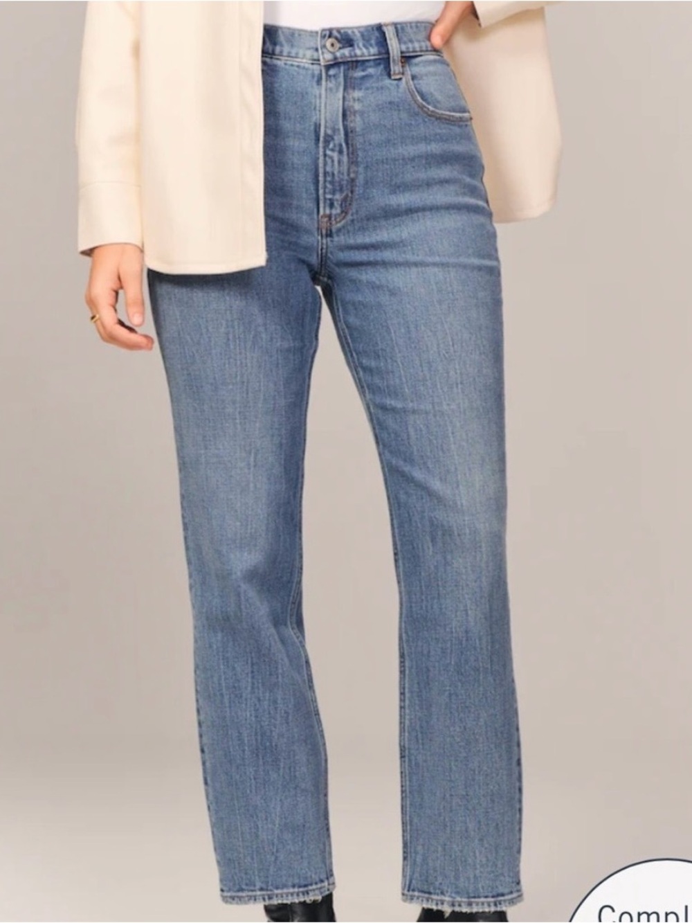 Abercrombie Classic Wash The Ankle Straight Ultra High Rise Mom Jean - Curve Lov